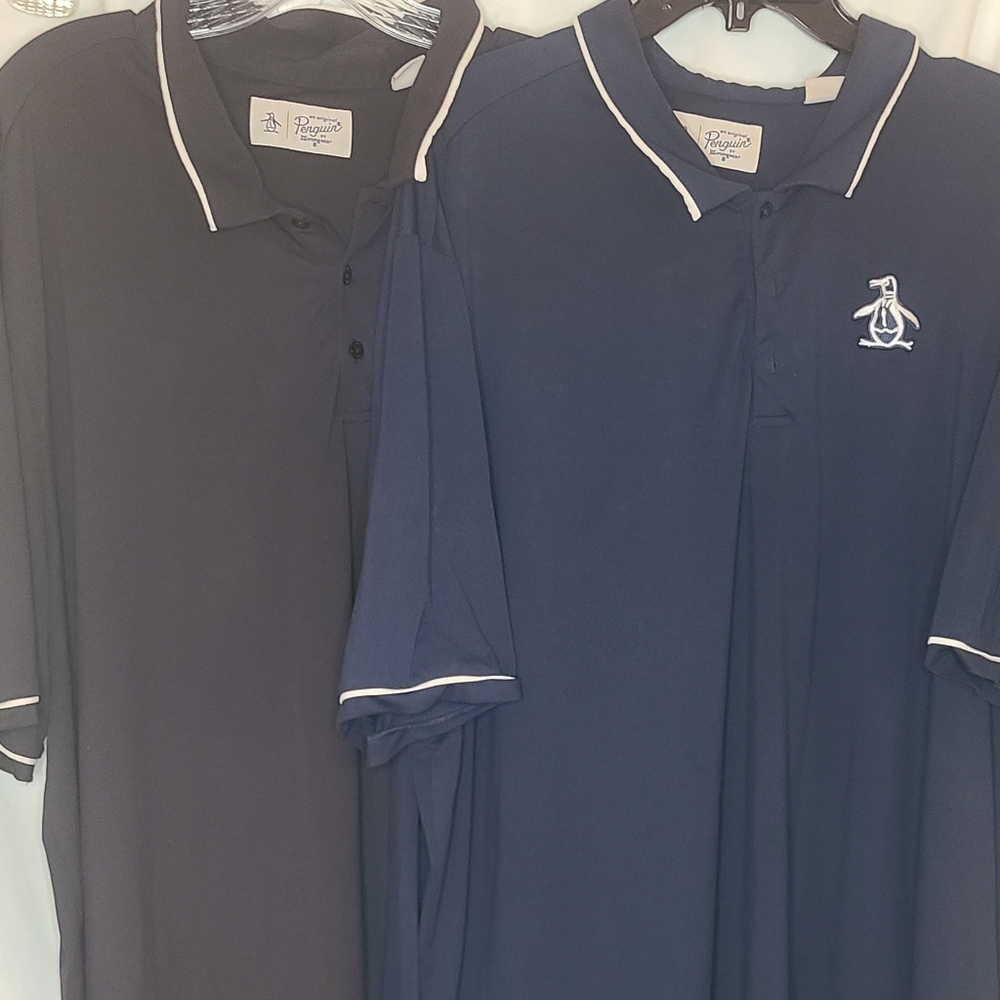 Original Penguin Jersey Black & Blue short sleeve Polo shirts size 3XL